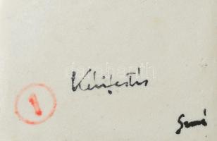 Drasche csíkos ruhás nő madárral. Jelzett, hibátlan, m: 21,5 cm