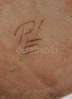 PÉ jelzéssel: váza. Mázas kerámia, mázhibával, m: 12,5 cm