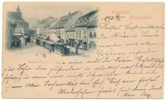 1898 (Vorläufer) Brassó, Kronstadt, Brasov; Fő tér (Lenszer), városi vasút, kisvasút, vonat. Zeidner H. kiadása / main square, urban railway, train