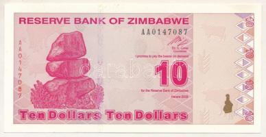 Zimbabwe 2009. 10$ "AA 0147087" T:AU Zimbabwe 2009. 10 Dollars "AA 0147087" C:AU Krause 94.