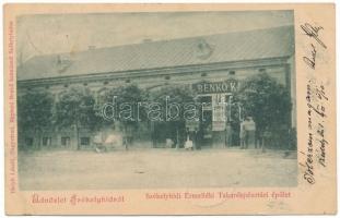 1901 Székelyhíd, Sacueni; Székelyhídi Érmelléki Takarékpénztár épülete, Benkő Kálmán üzlete és saját kiadása / savings bank, shop (szakadás / tear)