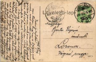 1908 Nagyvárad, Oradea; Fő utca, Rimanóczy palota, Sz. Kocsis János, Szirmai, cipő és zászlókészítő ...