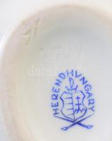 Herendi lilavirágos tojás alakú ékszertartó, jelzett, h: 7,5 cm