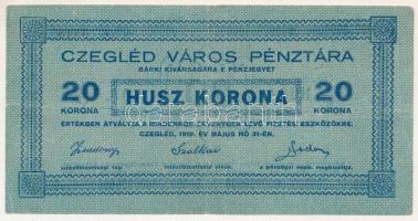 Cegléd 1919. 20K "Czegléd város pénztársa" T:F Adamo 1.3