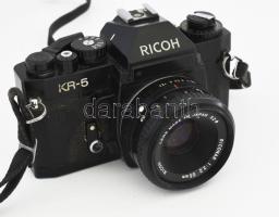 Ricoh KR-5 filmes SLR fényképezőgép, Riconar 55mm f2.2 objektívvel, működőképes, jó állapotban / Vin...