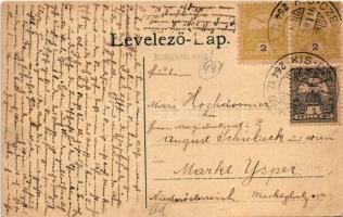 1911 Pátfalu, Podersdorf am See; Hauptgasse / Fő utca, templom, szélmalom / main street, church, win...