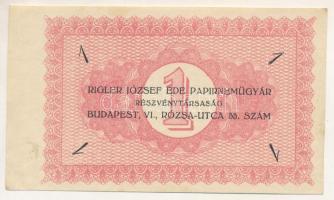 ~1920. 1K "Rigler József Ede Papírnemügyár Rt." II. kiadás T:AU Adamo BUC-231.1