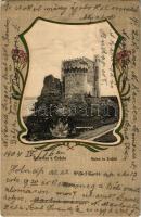 1904 Erdőd, Erdut; Rusevina u Erdutu / Ruine in Erdőd / várrom. Selzer és Rank kiadása, szecessziós-virágos litho keret / castle ruins. Art Nouveau, floral, litho frame (EK)