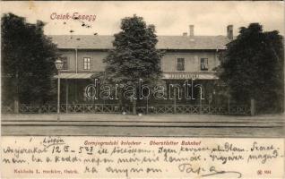 1903 Eszék, Essegg, Osijek; Gornjogradski kolodvor / Oberstädter Bahnhof / vasútállomás. L. Szekler kiadása / railway station + "BROD - NAGY-KANIZSA 26. SZ." vasúti mozgóposta bélyegző (EB)