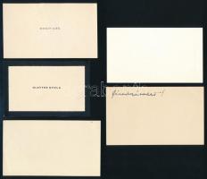 Festők aláírt vagy autográf soraikkal ellátott névjegykártyája Kunwald Cézár, Olcsai-Kiss Zoltán, Be...