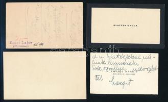 Festők és szobrászok aláírt vagy autográf soraikkal ellátott névjegykártyája Kovács Margit, Glatter ...