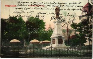 1909 Nagyvárad, Oradea; Széchenyi téri kioszk, Mária szobor / park kiosk and statue