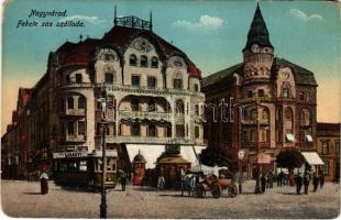 ~1916 Nagyvárad, Oradea; Fekete Sas nagy szálloda, villamos / hotel, tram (kopott sarkak / worn corners)