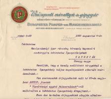 1900 Budapesti szivattyúgyár fejléces számla