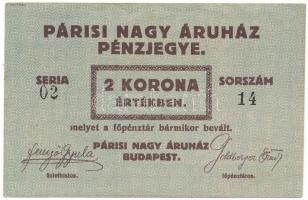 ~1920. 2K "Párisi Nagy Áruház" pénztárjegye T:VF kis beszakadás Adamo BUC-210.2