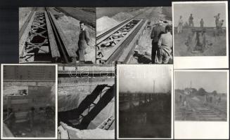 cca 1955-1956 Vasúti hidakat, hídépítési munkálatokat ábrázoló fotók (Sopronkövesd, Kőszeg, stb.), ö...