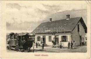 Bikszád, Bixad; vasútállomás, gőzmozdony / railway station, locomotive - leporellófüzetből / from leporello booklet (non PC) (EK)