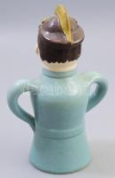 Tűzoltó figura. cca 20. sz. eleje, mázas kerámia, kis kopással, m: 23,5 cm