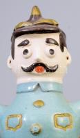 Tűzoltó figura. cca 20. sz. eleje, mázas kerámia, kis kopással, m: 23,5 cm
