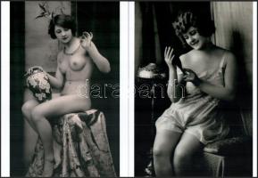 cca 1929 Demeter Károly (1892-1983) budapesti fényképész és fotóművész aktfotó gyűjteményéből 2 db modern nagyítás, jelzés nélkül, 21x15 cm