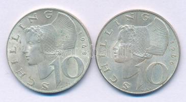 Ausztria 1966-1968. 10Sch Ag (2x) T:AU patina Austria 1966-1968. 10 Schilling Ag (2x) C:AU