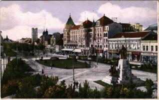 1929 Debrecen, Ferencz József út, Böhm Ferenc, Frank Dezső üzlete, villamosok