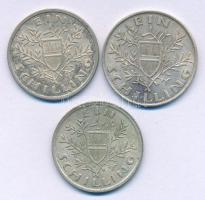 Ausztria 1924. 1Sch Ag + 1925. 1Sch Ag + 1926. 1Sch Ag T:AU,XF patina Austria 1924. 1 Schilling Ag +...