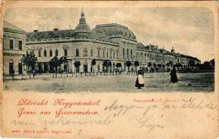 1900 Nagyvárad, Oradea; Nagy piactér. Helyfi László kiadása / Grosser Platz / market square (EB)