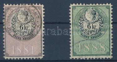 2 db naptárbélyeg Ausztria 1881, 1888 / calendar stamps