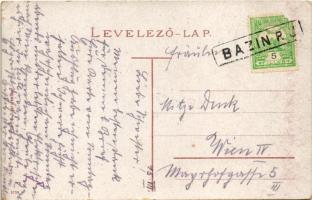 Bazin, Bösing, Bözing, Pezinok; M. kir. állami népiskola / school (EK) + "BAZIN P.U."