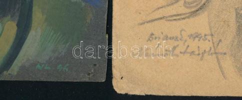 Németh László (1913-?): Magyar hadifogoly portréi, 2 db, 1945-46, Brjanszk. Tempera, ceruza, papír, ...