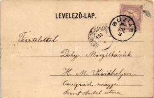 1900 Buziás-fürdő, Baile Buzias; Meleg fürdő, Trefort szobor. Kossak József kiadása / spa, monument ...