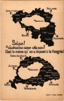 Belges! - Ha a trianoni békét a győzőkre szabták volna. A megcsonkított Belgium. Kiadja a Magyar Nemzeti Szövetség / Trianon peace treaty, map of a lesser Belgium, Hungarian irredenta propaganda