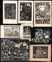 Szoboszlai Mata János (1907-1944) és ifjabb Mata János (?-2017): 14 db ex libris és kisgrafika, több...