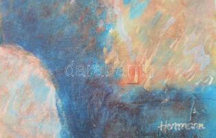 Hermann Zoltán (-): Lány madárral. Olaj, farost. Jelzett. Apró sérülésekkel. 30x40 cm