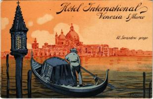 Venezia, Venice; Hotel International Venezia S. Marco (U. Serandrei propr.) advertisement postcard. Polacco & Rizzatti litho s: P. Pillon (EK)