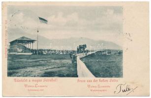 1900 Tátralomnic, Tatranská Lomnica (Magas-Tátra, Vysoké Tatry); Lóversenytér. Divald Károly 315. / Wettrennplatz / horse racecourse, horse racing (fl)