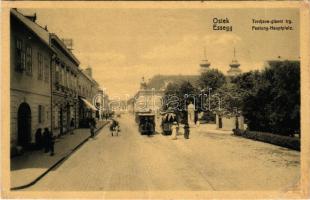 Eszék, Osijek, Essegg; Tvrdjava glavni trg / Festung Hauptplatz / Fő tér, lóvasút / main square, horse-drawn tram (r)