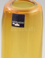 Leonardo borostyánszínű üveg váza, pár, címkével jelzett, m: 30,5 cm