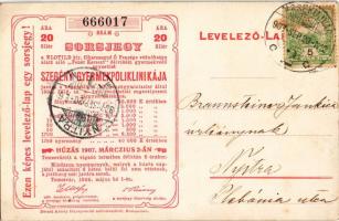 1907 II. Rákóczi Ferenc. Hátoldalon sorsjegy a Szegény gyermekpoliniklinika javára / Francis II Rákó...