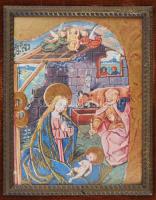 Dekoratív fa képkeret bársony paszpartuval, modern ofszet szentkép nyomattal,látható méret: 8,5x6,5 ...