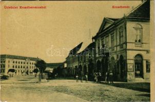 1907 Erzsébetváros, Dumbraveni; Erzsébet tér, Mühlsteffen Gusztáv üzlete. Scholtes A. 1836. (W.L. ?) / square, shop (EK)