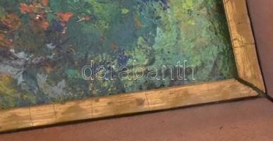 Csupor László (1914-1990): Színes város (Budapest?). Olaj, fa, jelzett. Fakeretben, 23,5×30 cm