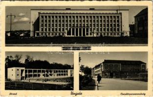 1940 Ungvár, Uzshorod, Uzhhorod, Uzhorod; Volt parlament, strand, fürdőzők, csendőrparancsnokság / former parliament, swimming pool, bathers, gendarmerie headquarters (EK)