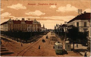 1915 Temesvár, Timisoara; Józsefváros, Küttl tér, villamos. Polatsek kiadása / Iosefin, square, tram (EB)