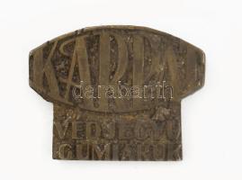 Kárpát Védjegyű Gumiáruk bronz nyomódúc, h: 4 cm
