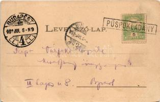 1902 Püspökladány, Fő utca és városrész a református imaházzal. Fénynyomat Divald műintézetéből (EK)