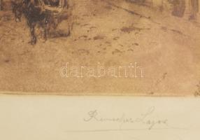 Rauscher Lajos (1845-1914): Santa Maria in Organo (Veronai utcarészlet). Rézkarc, papír. Jelzett. 32...