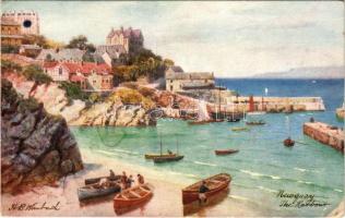 Newquay, The Harbour. Raphael Tuck & Sons' "Oilette" Postcard 7462. s: H. B. Wimbush (EK)