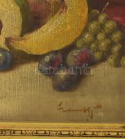 Olvashatatlan jelzéssel: Csendélet gyümölcsökkel. Olaj, vászon. Dekoratív fakeretben, 50,5×40,5 cm